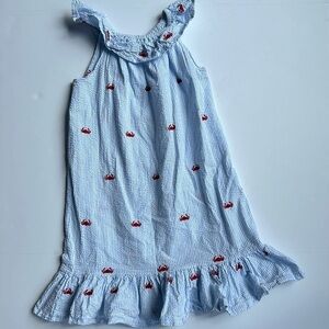 Perrywinkles Girls Seersucker Summer Crab Peinr Dress Size 5